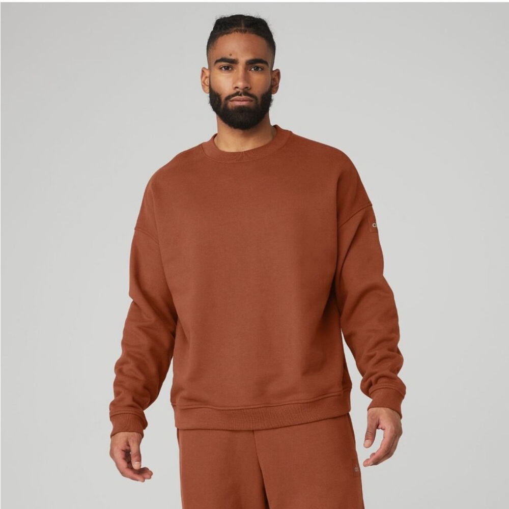 ALO Yoga Brown Crewneck Sweater Relaxed Fit